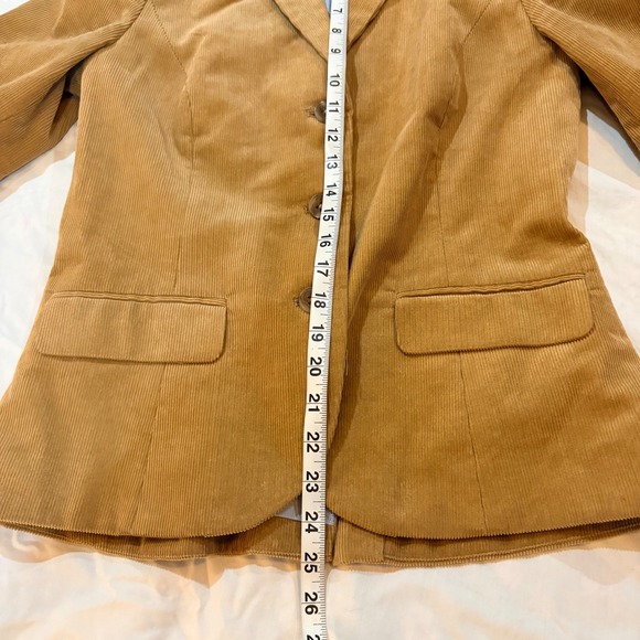 Tommy Hilfiger Womens Tan Corduroy Blazer Elbow Patches 3 Button Jacket Size 6 - Picture 7 of 11